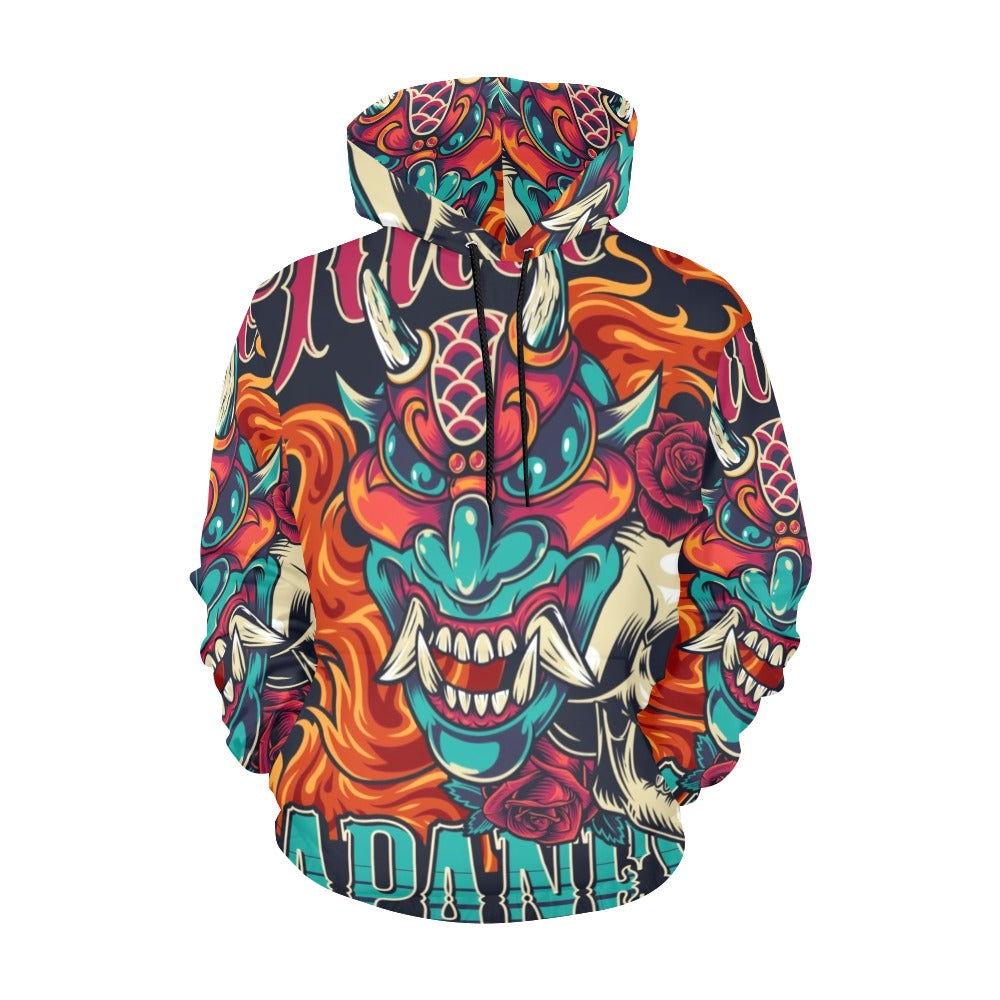 Colorful Japanese Tattoo vintage Poster All Over Print Hoodie