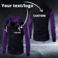 Personalized Custom Text/Logo Purple Long Sleeve Baseball Hoodie - Top Content | POD Collection | Free Shipping