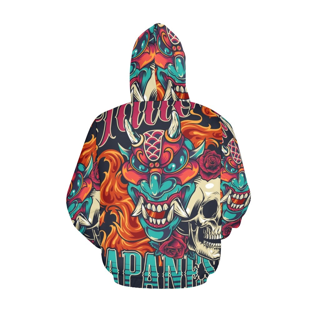 Colorful Japanese Tattoo vintage Poster All Over Print Hoodie