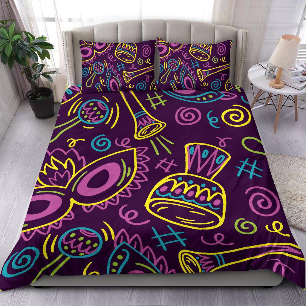 Hand Drawn Brazilian Carnival Pattern Bedding Set - Top Content | POD Collection | Free Shipping