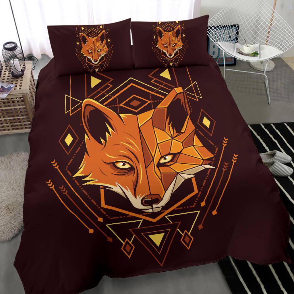 Ornamental Art Fox Head Geometry Bedding Set - Top Content | POD Collection | Free Shipping