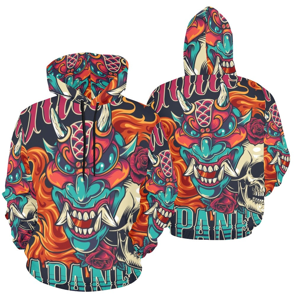 Colorful Japanese Tattoo vintage Poster All Over Print Hoodie