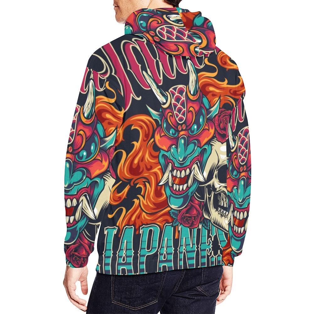 Colorful Japanese Tattoo vintage Poster All Over Print Hoodie